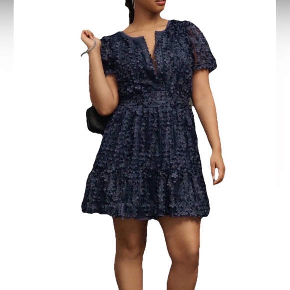 Anthropologie Dresses & Skirts - Anthropologie The Somerset Mini Navy Floral Appliqué Edition Dress Women’s 1X
